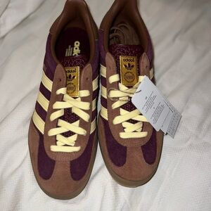 Adidas Gazelle Maroon and Yellow Cream Sneakers (Worn once…no Tags) SOLD OUT